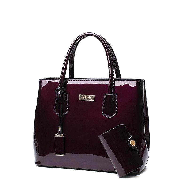 Scratch Proof Lacquered Glossy Tote Bag Female Bag Shoulder Bag Messenger Bag Wild Fashion Bag