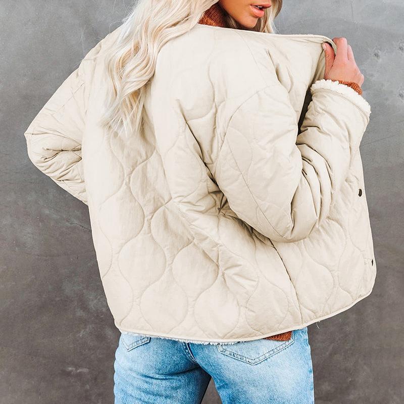Women Winter Jackets Thick Warm Parkas Coats Solid Casual Loose Plus Size Jacket for Female Beige Black Pink O Neck