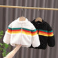 Boys and girls jackets autumn and winter clothes plus velvet padded lamb wool children's cotton-padded clothes children's rainbow tops