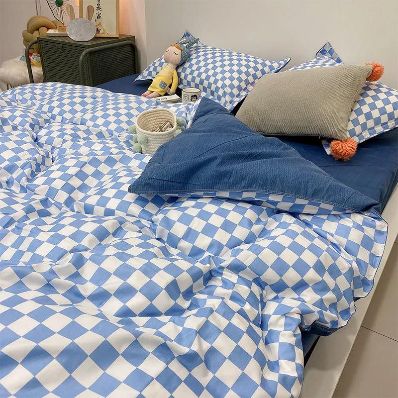 Modern Minimalist Korean Flower Print Bed Four-piece Girl Bedroom Bed Sheet Quilt Cover Student Dormitory Four-piece Set