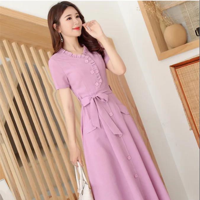 Summer Short-sleeved Dress Women's French Niche Large Size Temperament Waist Was Thin and Thin Skirt