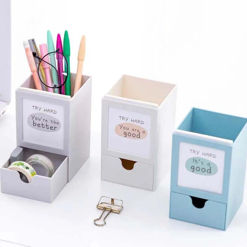 Simple Multifunctional Pen Holder Small Fresh and Creative Desktop Decoration Office Storage Box