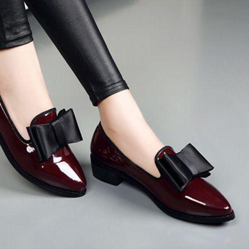 British Women's Shoes Small Leather Shoes Bow Korean Spring and Summer All-match Thick-heeled Women's Single Shoes