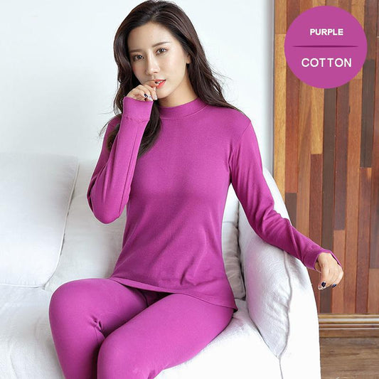 Genuine Autumn Clothes and Long Trousers Ladies Pure Cotton Thin Middle-aged and Elderly Cotton Thermal Underwear Set