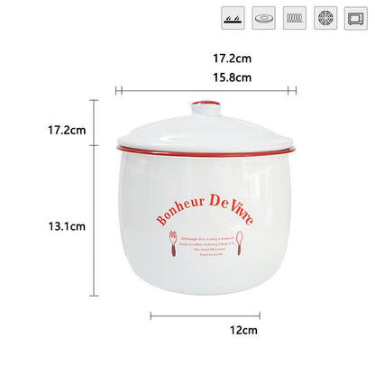 Nordic Enamel Health Small Stew Pot Dessert Bird's Nest Stew Pot Binaural Small Soup Pot with High Fat Pot Complementary Food Pot