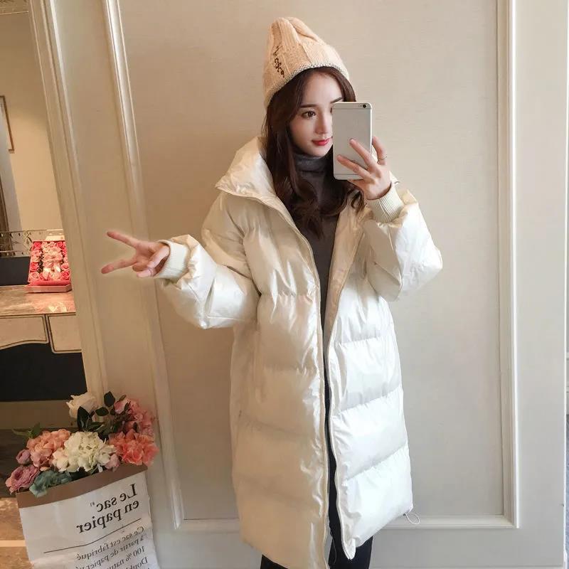 Matte Shiny White Duck Down Down Jacket Women Mid-length Korean Loose Dongdaemun Winter Jacket Women