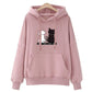 Hoodies Women's Fall Winter Cute Cat Printed Long Sleeve Solid Hooded Pullover Sweatshirts Oversized Fashion Tops Hoodies Jacket Coat