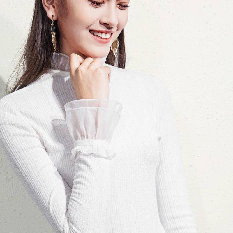 Pofulove Women Plus Velvet Turtleneck Sweater Autumn Winter Long-sleeve Slim  Bottoming  Sweater Plus Size Knit Pullover Jumper