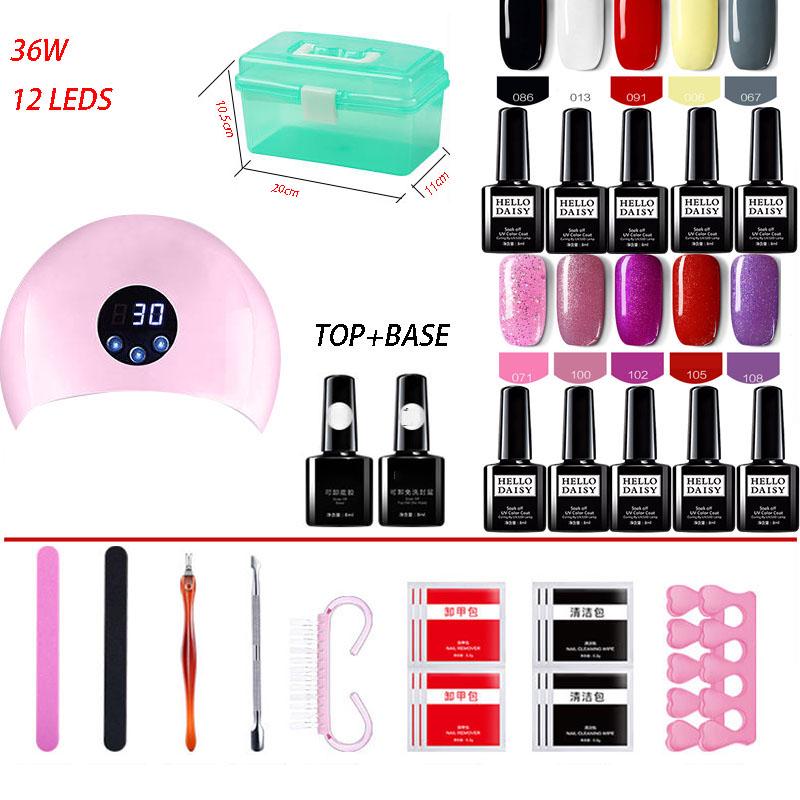 Nail Set UV LED Lamp Dryer With 10pcs Nail Gel Polish Kit Manicure Tools Set Nail Art Tools