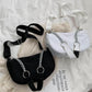 Autumn and Winter Trend Retro Style All-match Black Chain Underarm Baguette Shoulder Bag Female