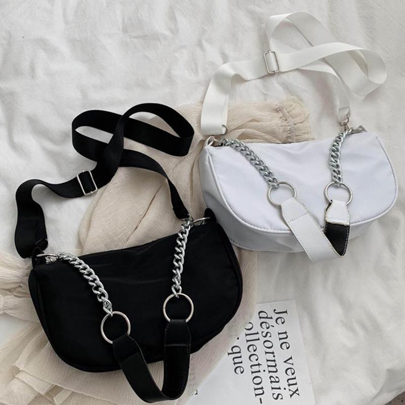 Autumn and Winter Trend Retro Style All-match Black Chain Underarm Baguette Shoulder Bag Female