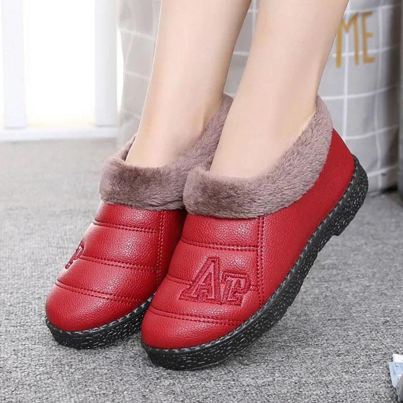 Thicken Plus Velvet Warm Women's Cotton Shoes Non-slip Flat Snow Boots Short Boots Winter Shoes