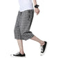 Cropped Pants Men's Summer Thin Section Plaid Shorts Korean Version of The Trend Straight Casual Pants Plus Size Fat Sports Pants