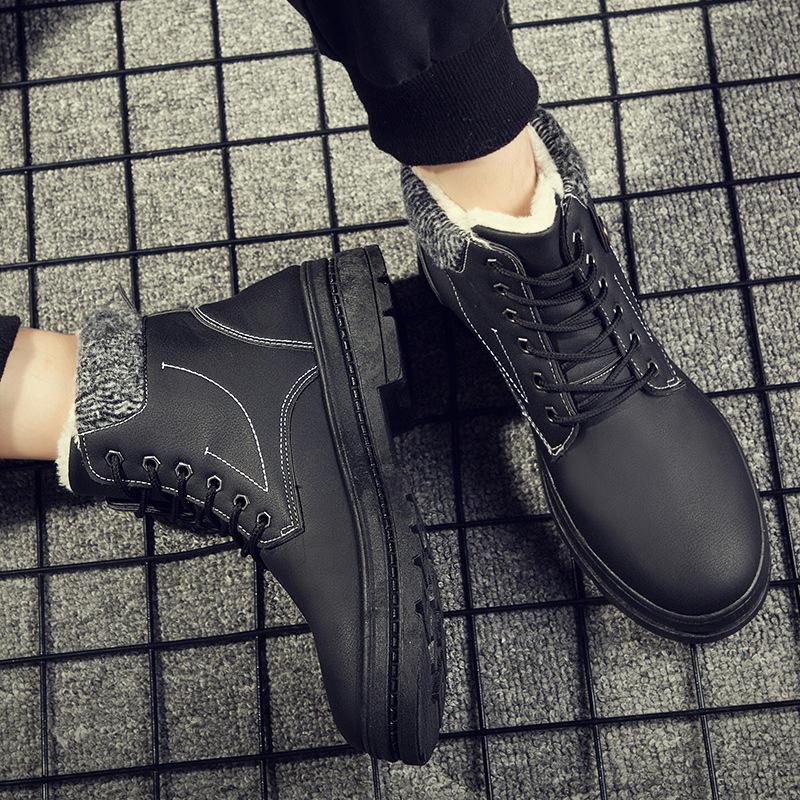 Men Waterproof Martin Boots Winter Plus Velvet Warm Boots Fashion High-top Shoes
