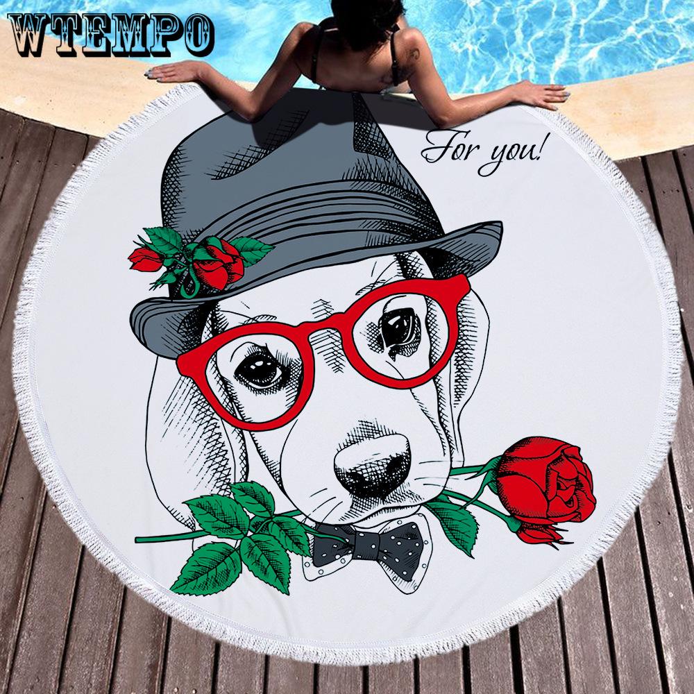 WTEMPO Cartoon dog Series Microfiber Beach Towel Sport Yoga Blanket Swimming Bath Towel