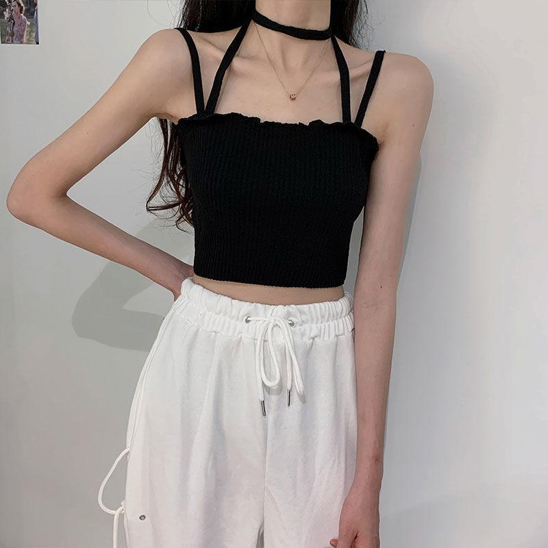 Women's Summer Short Bottoming Tops Large Size Solid Color Vest Female Backless Camisole Outerwear