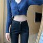 High-waist Buttocks and Cashmere Jeans Women's Spring Slim Slimming and High-bottomed Elastic Feet Pencil Pants Trend
