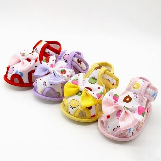 Baby's Shoes Summer Newborn Baby Girls Walkers Bow-knot Printed Princess Breathable Anti-slip Shoes