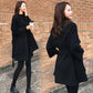 Black Mid-length Women's Children's Woolen Coat In Trendy Fashion Winter Casual Temperament Woolen Coat