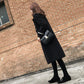 Black Women's Mid-length Woolen Coat Looks Thin In Autumn and Winter Straight Over The Knee Thick Coat