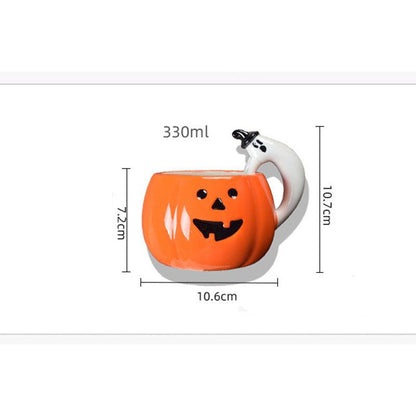 Creative 3D Hand Crafted Pumpkin Coffee Mugs Ceramic Milk Cup Funny Halloween Gifts for Kids Novelty Tea Water Cup Gift