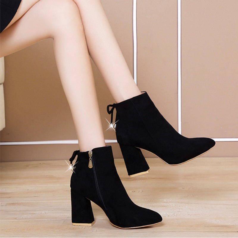 Women's Boots Autumn Winter Fashion High-heeled Pointed Large Size Boots Martin Boots