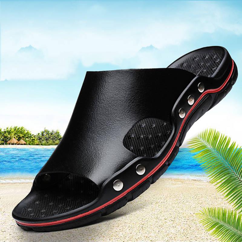 Summer Trend Of Fashion Breathable Outdoor Beach Soft Bottom Non-slip Men's Casual Leather Sandal