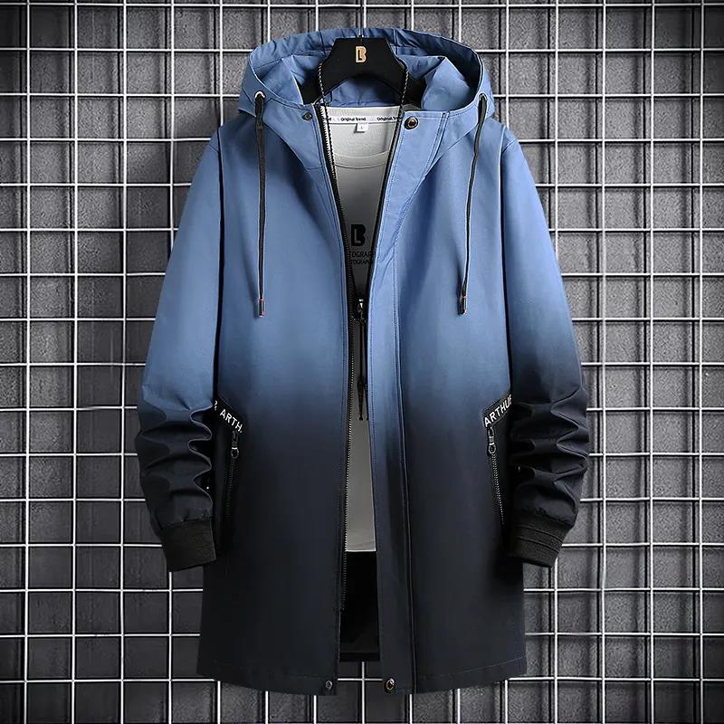 WTEMPO Men Gradient Jacket Spring Hooded Top Waterproof Windbreaker Casual Comfort Work Coat