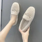 Temperament Women's Shoes Plus Velvet Winter All-match Flat-bottomed Thick-soled Cotton Shoes Thickened One-pedal Fur Shoes Moccasin Shoes