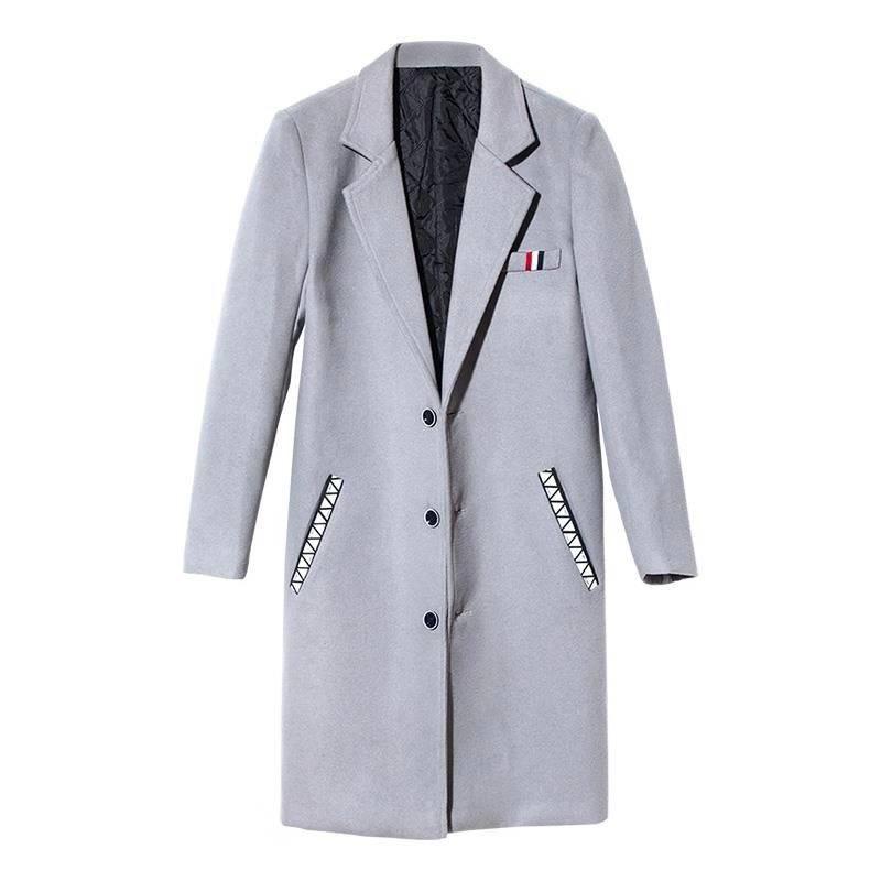 Winter Wool Jacket Men's Wool Coat Casual Slim Woolen Coat Men's Long Cotton Collar Trench Coat