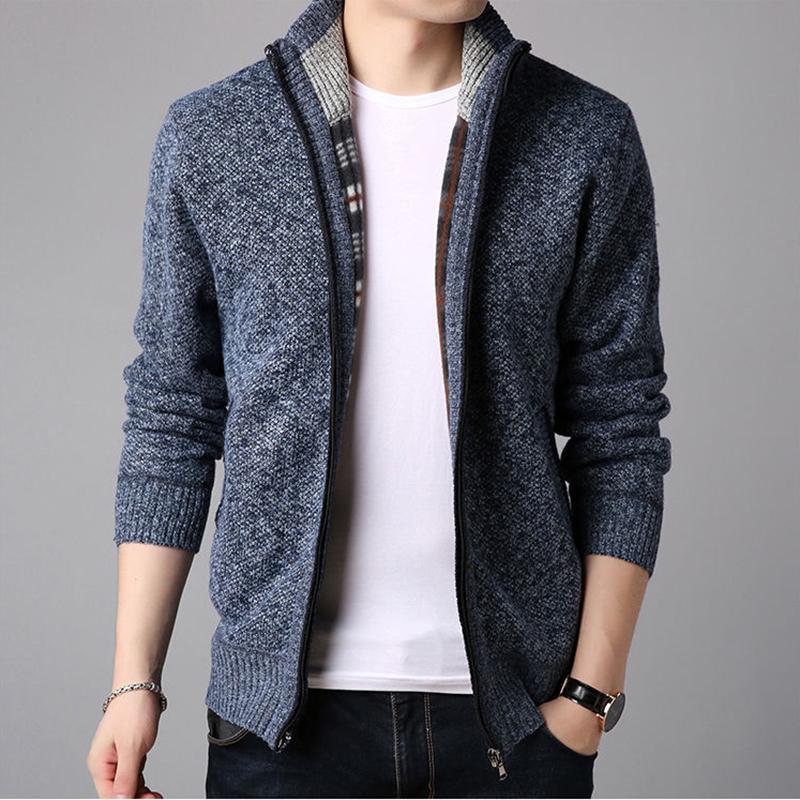 Autumn and Winter Men's  Jacket Plus Velvet Thick Loose Cardigan Large Size Sweater Top