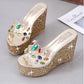 Slippers Women's Wedge Heel High-heeled Sandals  Slippers Women's Summer Super High-heeled Rhinestone Sequins Transparent Platform Slippers
