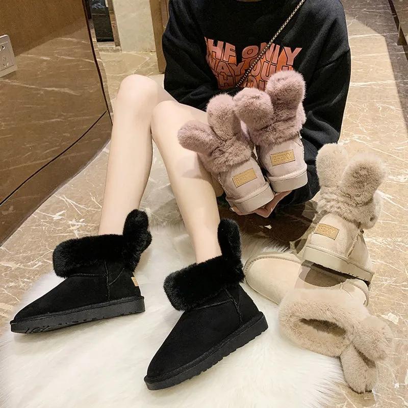 Rabbit Ears Snow Boots Women Winter Plus Velvet Thick Wild Korean Version of Short Tube Cotton Shoes Warm Shoes Women