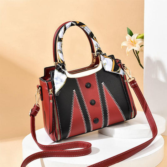 Women Luxury Top-Handle Bags Personality Silk Scarf PU Leather Handbags Large Capacity Crossbody Bag Give Gifts