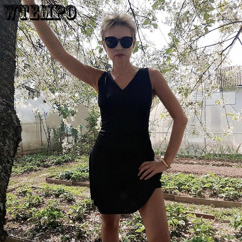 Summer Plus Size Dress Women Black Sleeveless V-neck Swimwear Swimdress and Shorts Set Sexy Mini Beach Dresses Girl