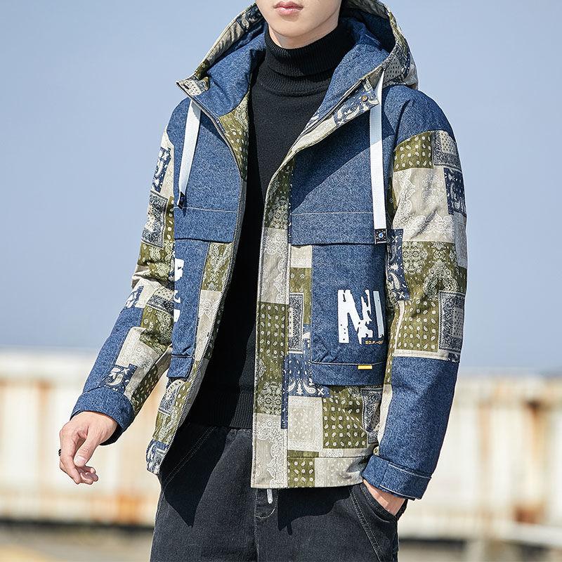 Down Jacket Fashion High-end Young and Middle-aged Men's Down Cotton Padded Jacket Hooded Plus Size Top