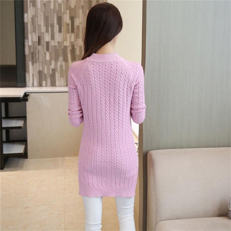 Mid-length Knitted Slim-fit Sweater, Solid Color Padded Bottoming Shirt, Round Neck Dress In Autumn and Winter