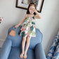Children's Dress Korean Summer Girl's Lovely Dress Baby Flower National Style Suspender A-line Skirt