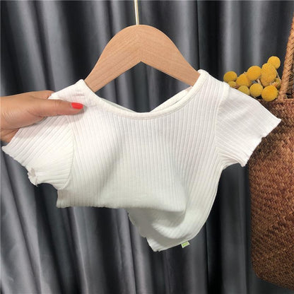 Children's Clothing Girls Suit Summer Small and Medium-sized Virgin Baby Fashion Korean Style Short Sleeve Two-piece Trend