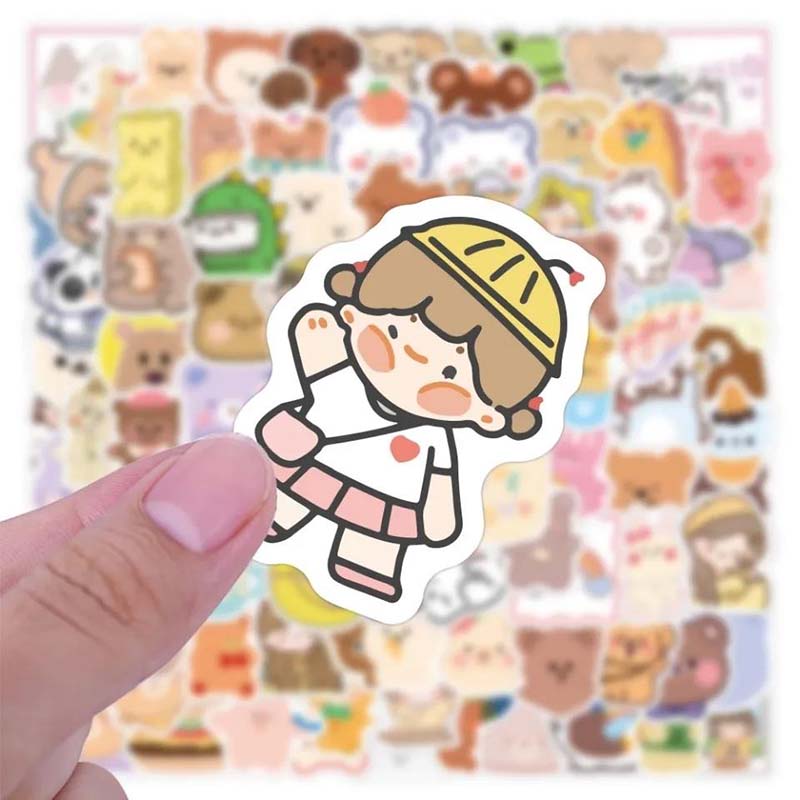 100pcs Mini Cartoon Cute Cat Stickers Set Sealing Paste for Diary Cake Adhesive Post Kids Gift