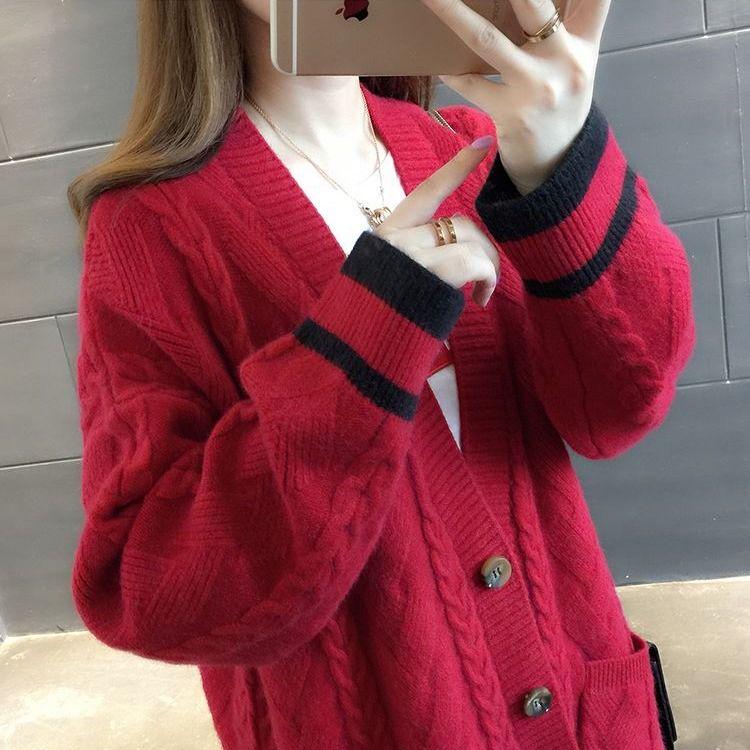 Autumn Winter Knitted Long Cardigans Loose Casual Thick Sweaters Jumpers Women Knitting Jackets