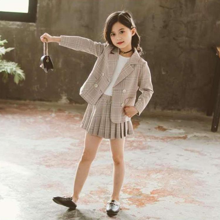 Net Celebrity Children's Clothing Girls Foreign Style Suits Children's Big Children's Leisure Sports Two-piece Suit