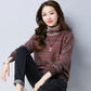 Autumn and Winter Plus Velvet Thick Sweater Knitted Loose Large Size Base Shirt High Neck Warm Female Sweater