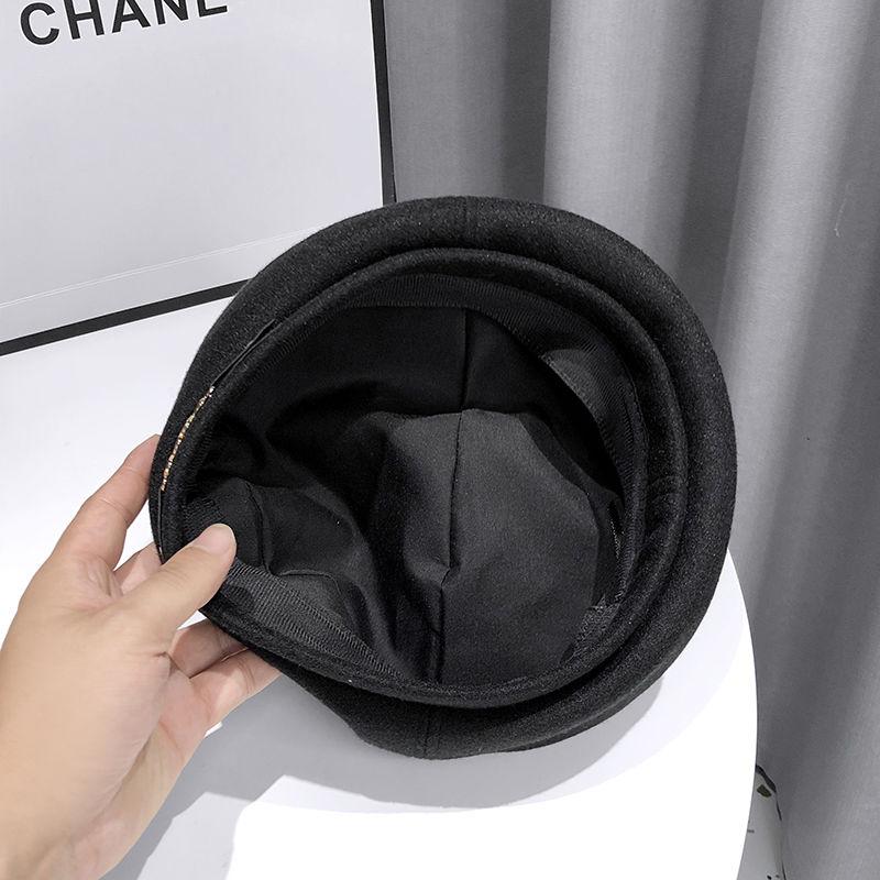 Chain Beret Women's Autumn and Winter Woolen Warm Hat Retro Painter Hat