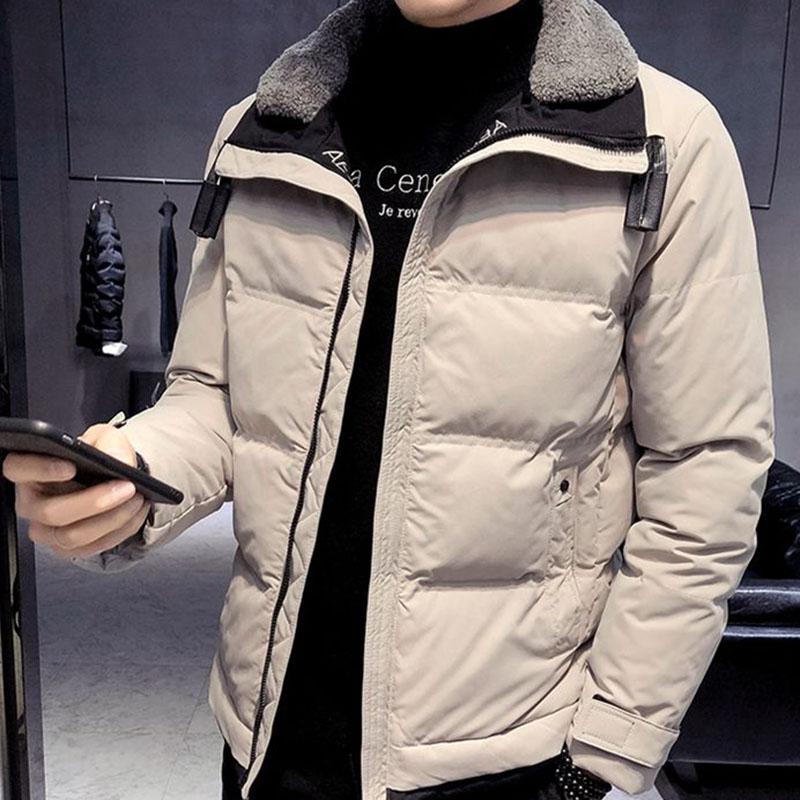 Men's Winter Warm Cotton Jacket Korean Style Fashion Brand Thick Lamb Wool Detachable Collar Cotton Jacket Men