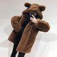Faux Fur Coat Winter Ladies Cute Bear Ears Plush Thick Warm Hooded Mid-length Fur Coat