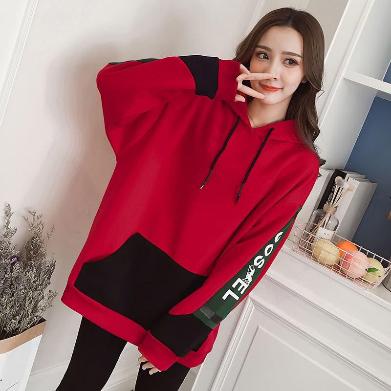 Women's Sweatshirt Wild Large Size Long Sleeve Warm Hood Top Autumn Winter Sweater Cotton