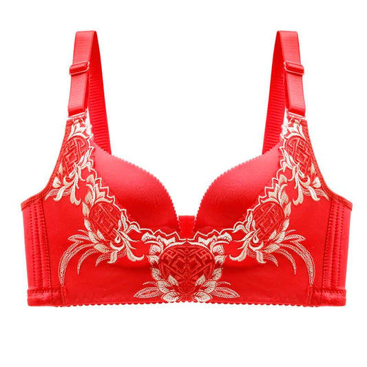 Women Lace Adjustable Gathered Bras Push Up Brassiere 3/4 Back Closure Vest Bra Elegant Bra Thin and Breathable