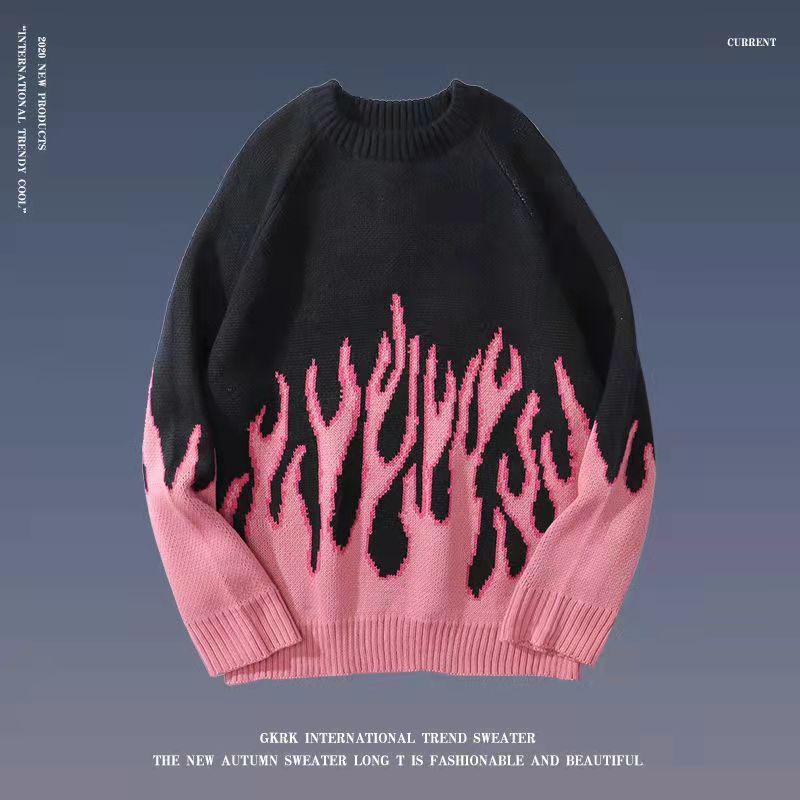 Pink Green Sweater Men's Women's Autumn Oversized Fashion Sweater Knitwear Men's Women's