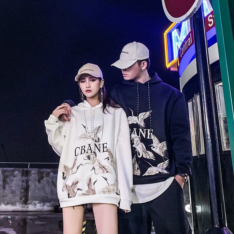 Lovers Wear Autumn Hooded Plus Fleece Sweatshirt Men and Women Oversize Hoodies Hip-hop Top Coat Unisex